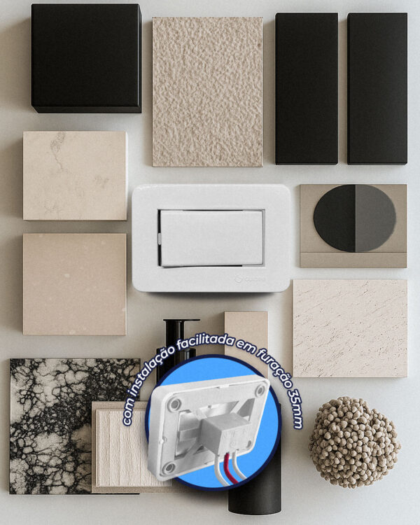 Interruptor-Fácil-Instalação-Branca-Guidini Interruptor 35mm Easy Instal Fácil Instalação